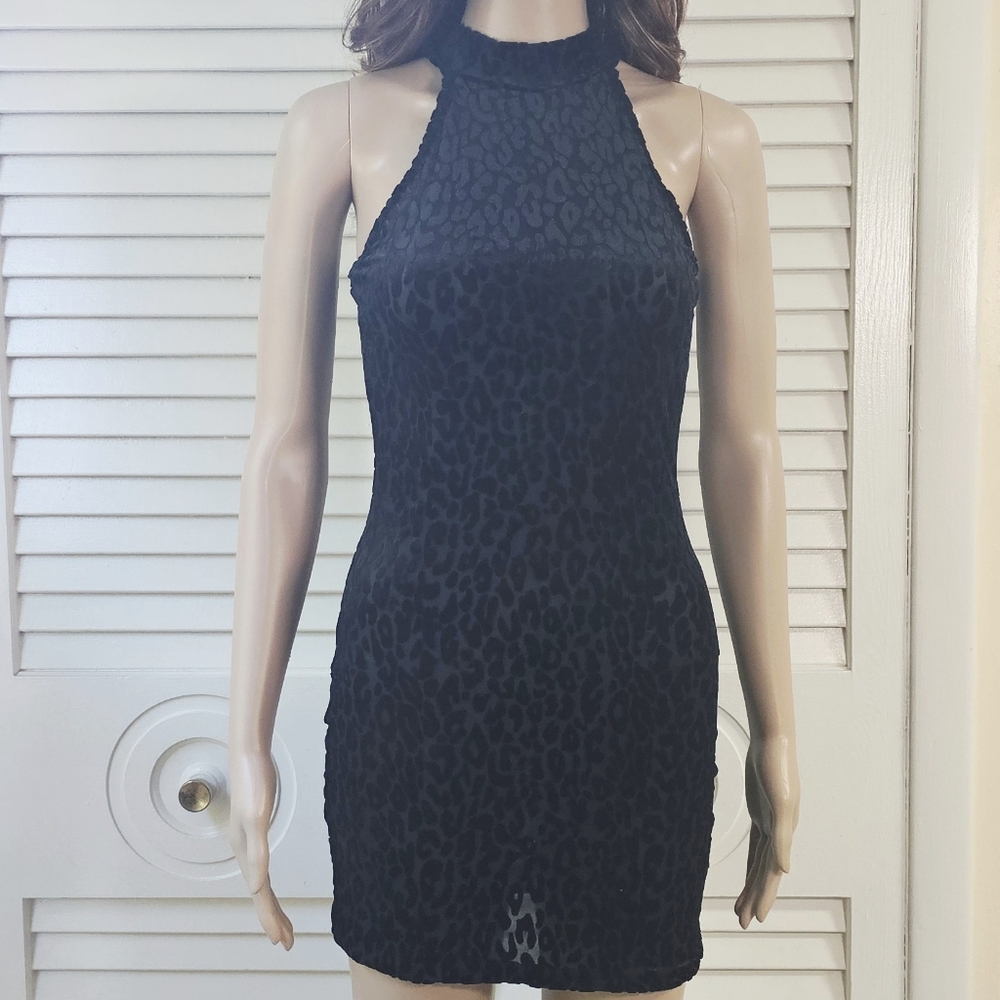 Velvet Leopard Print Mini Dress